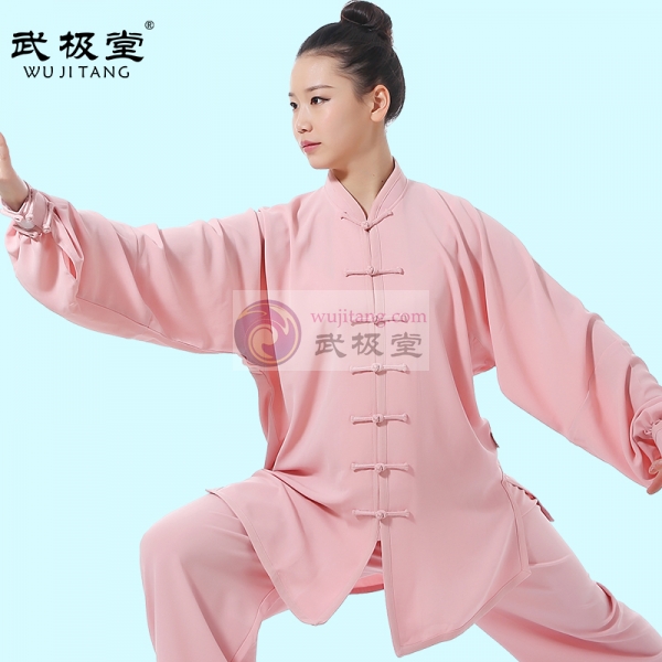 武极堂高弹麻太极服练功服玫红色太极拳服装男女春夏秋装- 高弹麻太极服